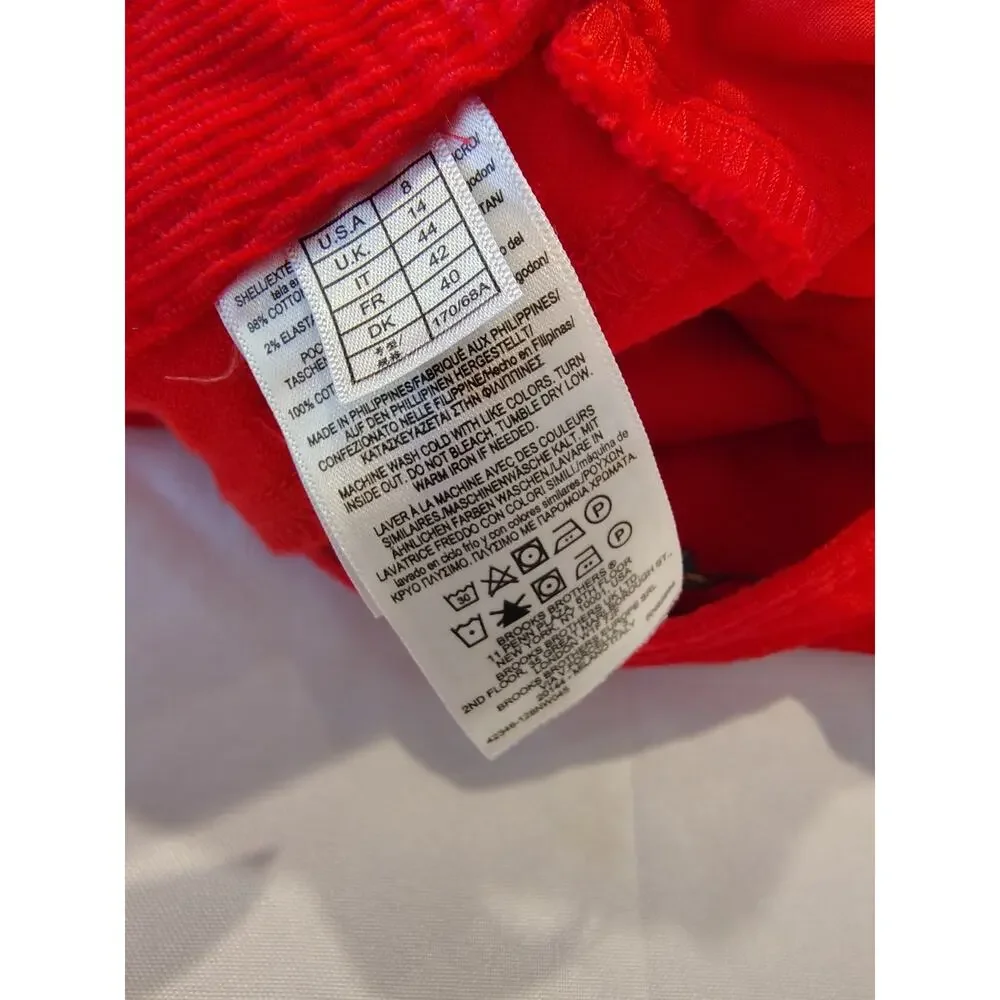 Brooks Brothers Red Pants Womens Size 8 Corduroy Stretch Classic Straight Pocket